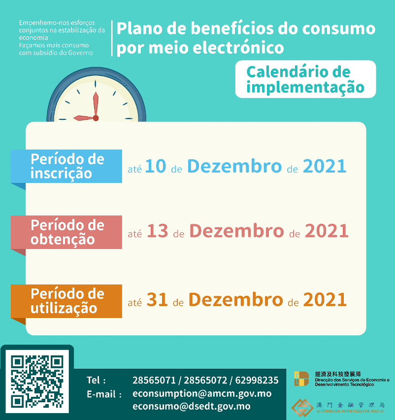 Calendário de implementação do “Plano de benefícios de consumo por meio electrónico”