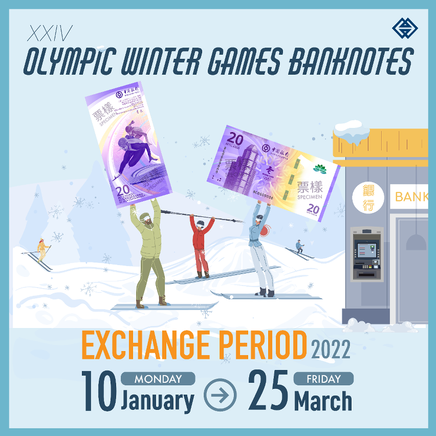 Exchange for the XXIV Olympic Winter Games banknotes commencing next Monday (10 Jan)