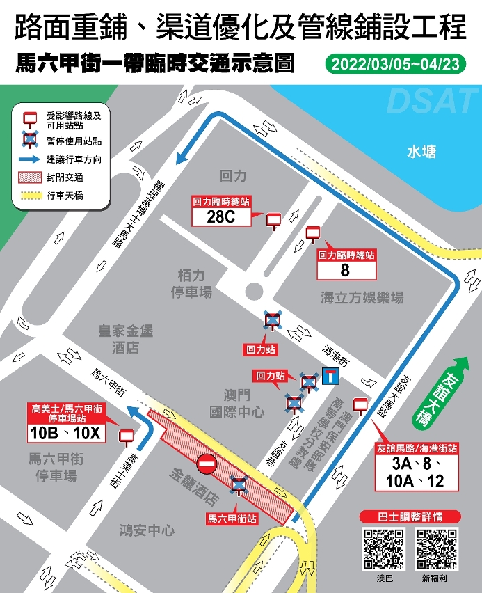 馬六甲街一帶臨時交通示意圖