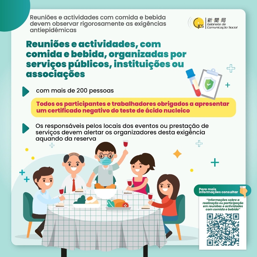 Reuniões e actividades com comida e bebida devem observar rigorosamente as exigências antiepidémicas