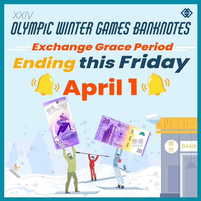 Grace period for the exchange of the XXIV Olympic Winter Games banknotes ending this Friday