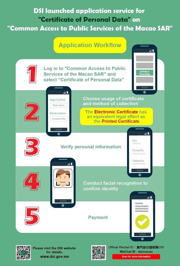 dsi launched application service for certificate of personal data on common access to public services of the macao sar