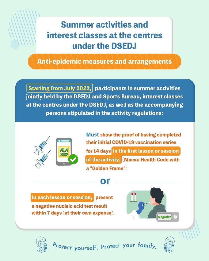 Notes on Anti-epidemic Measures and Arrangements for Summer Activities and Interest Classes at the Centres under the DSEDJ