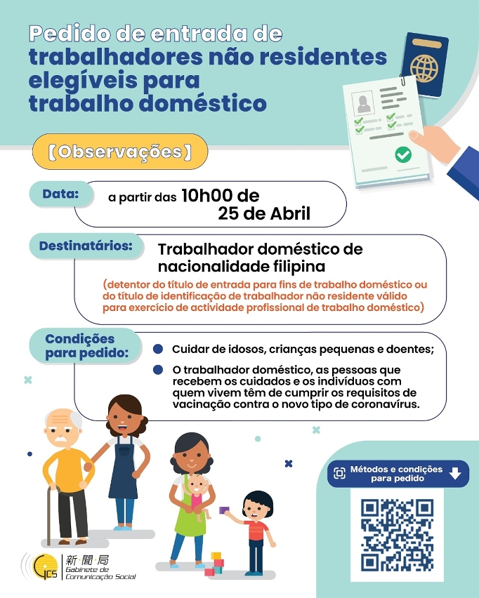 Pedido de entrada de trabalhadores não residentes elegíveis para trabalho doméstico