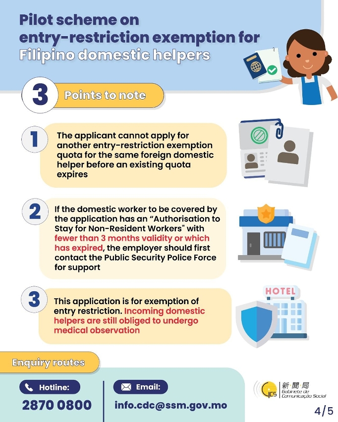 Pilot scheme on entry-restriction exemption for Filipino domestic helpers -- Points to note