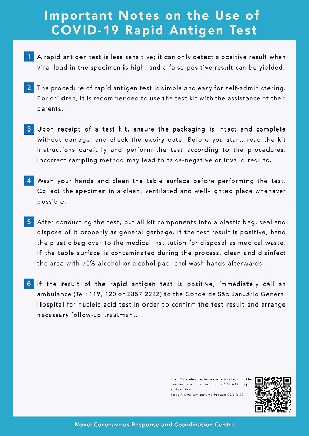 COVID-19 Rapid Antigen Test Sampling Procedures and Important Notes on the Use of COVID-19 Rapid Antigen Test