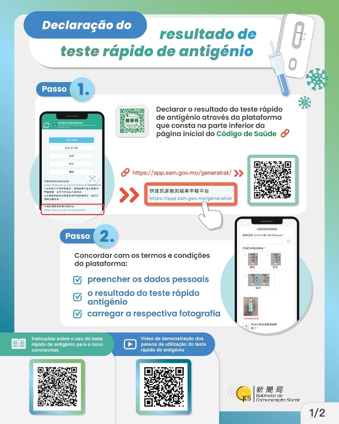 (Infografia) Declaração do resultado de teste rápido de antigénios