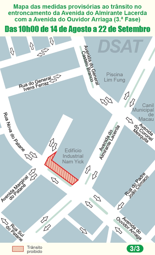 mapa das medidas provisórias ao trânsito no entroncamento da avenida do almirante lacerda com a avenida do ouvidor arriaga (3.ª fase)