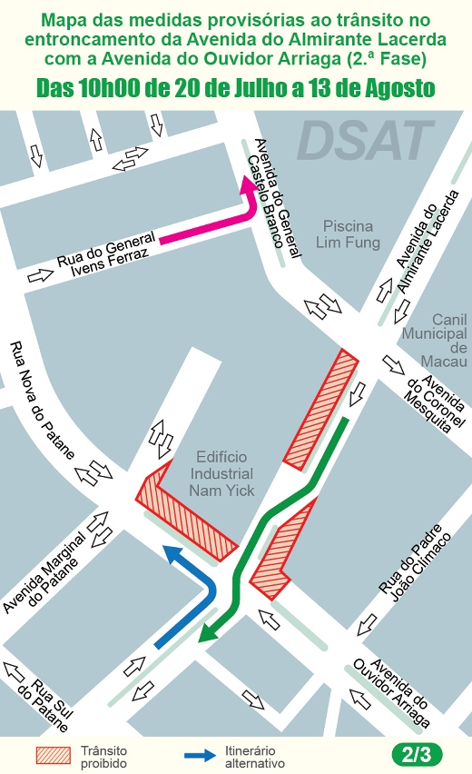 mapa das medidas provisórias ao trânsito no entroncamento da avenida do almirante lacerda com a avenida do ouvidor arriaga (2.ª fase)