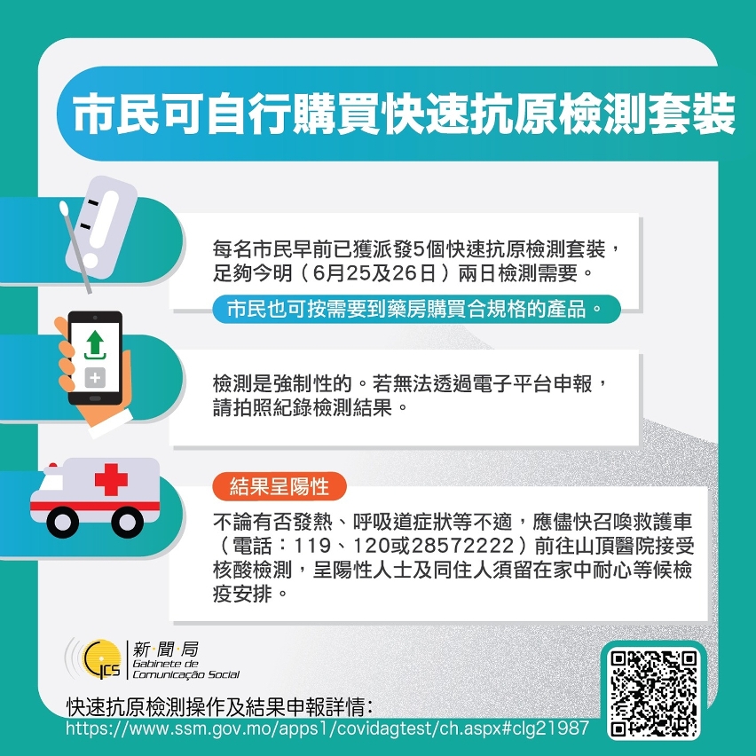 市民可自行購買快速抗原檢測套裝