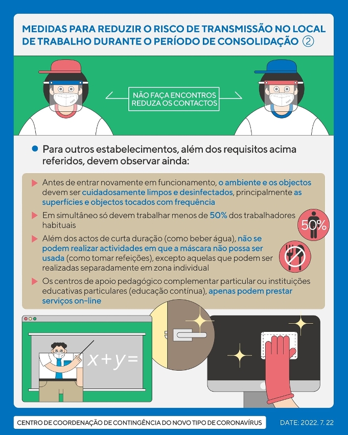 medidas para reduzir o risco de transmissão no local de trabalho durante o período de consolidação 02