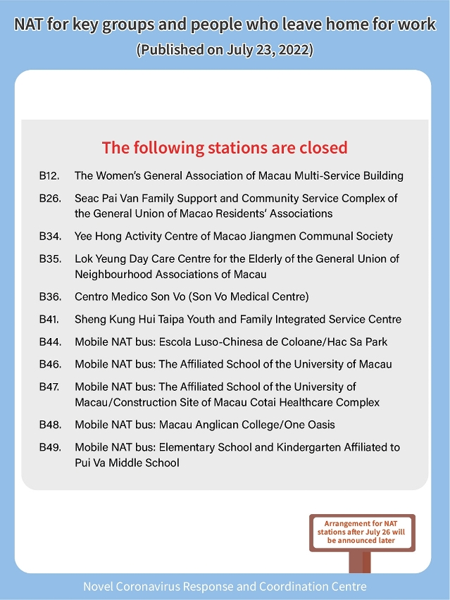 NAT arrangements for key groups and people leaving home for work