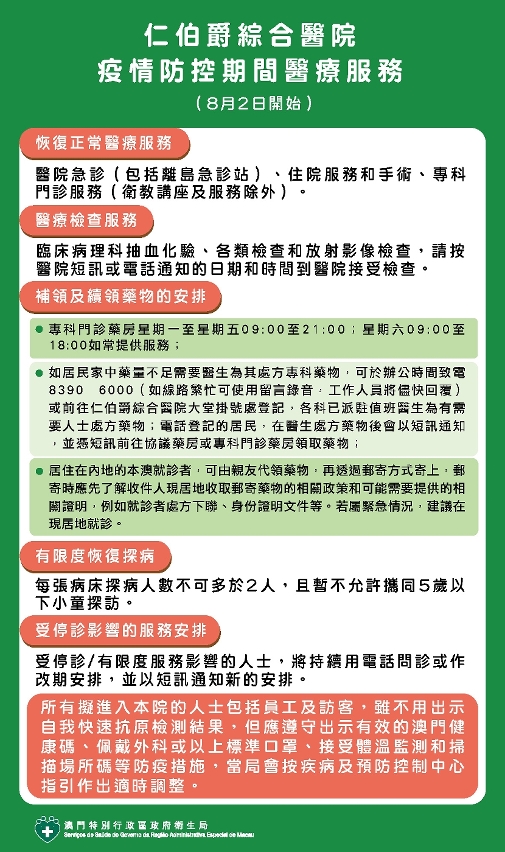 附圖1：仁伯爵綜合醫院疫情防控期間醫療服務圖文包