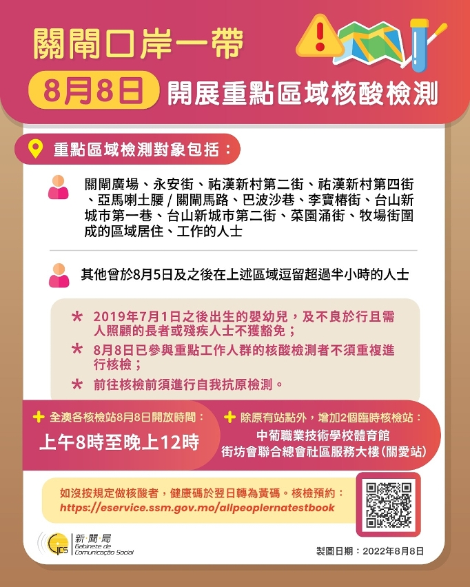 (圖文包)關閘口岸一帶8月8日開展重點區域核酸檢測