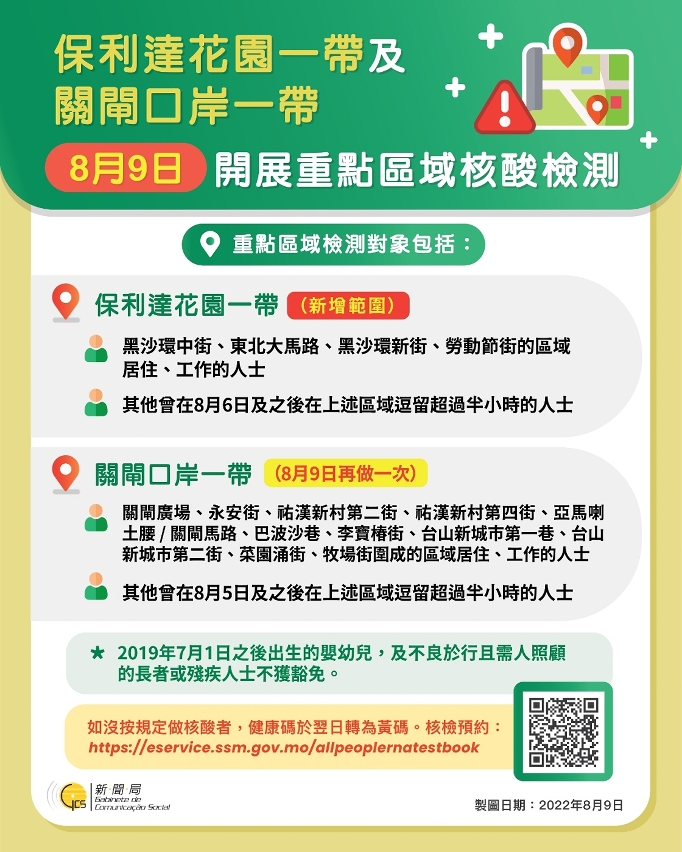 【圖文包】保利達花園一帶及關閘口岸一帶 8月9日開展重點區域核酸檢測