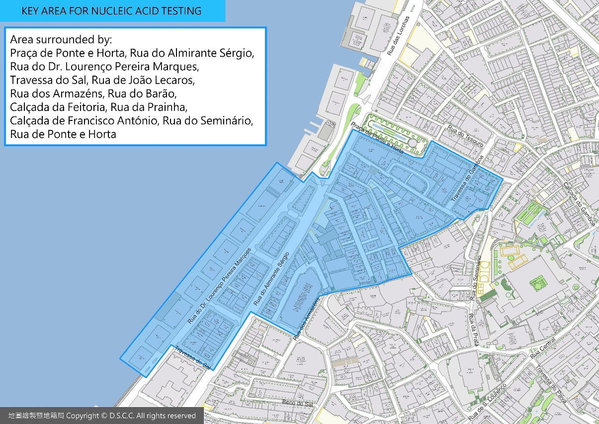 key area for nucleic acid testing - the vicinity from the inner harbour cargo terminal to ponte e horta