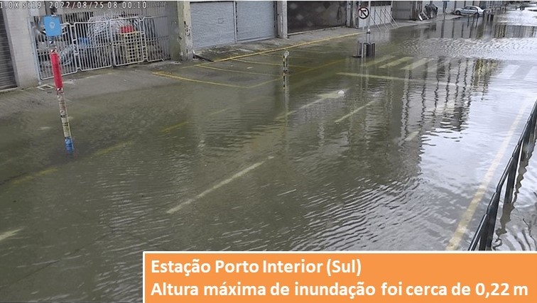 Figura 6: Situação de inundação na zona Sul do Porto Interior nesta manhã (25)