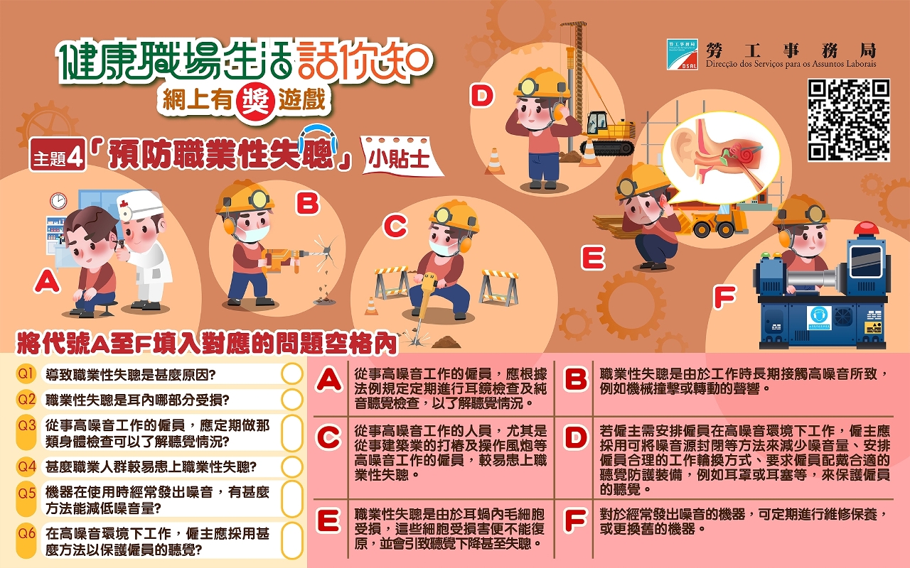 勞工局有獎遊戲呼籲公眾關注「預防職業性失聰」