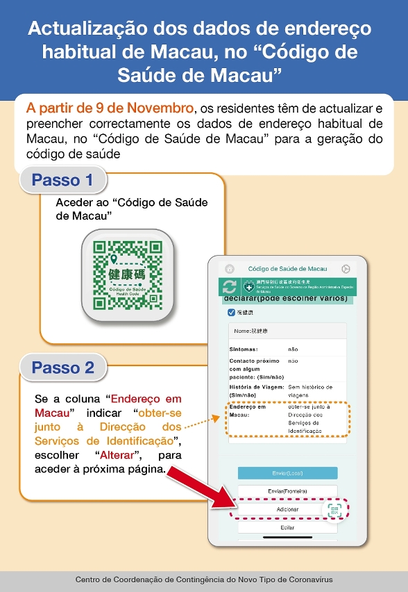 Actualização dos dados de endereço habitual de Macau, no “Código de Saúde de Macau”_01