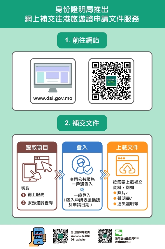 身份證明局推出網上補交往港旅遊證申請文件服務