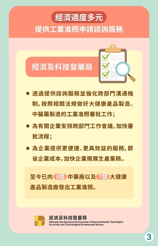 經濟適度多元提供工業准照申請諮詢服務