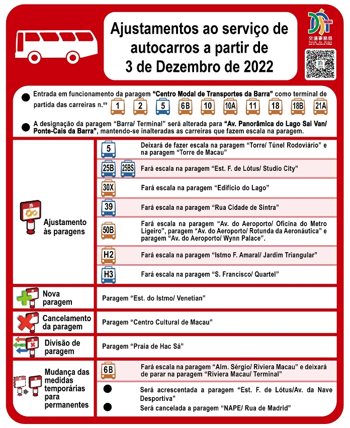 ajustamentos ao serviço de autocarros a partir de 3 de dezembro de 2022