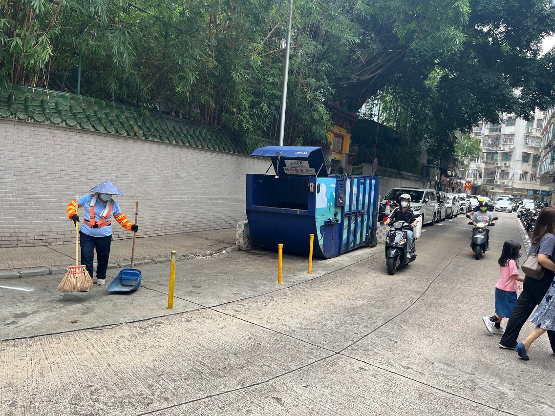 羅白沙街與連勝馬路交界處的壓縮式垃圾桶將按實際工程進度臨時遷移至鄰近位置