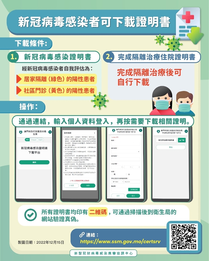 【圖文包】新冠病毒感染者可下載證明書