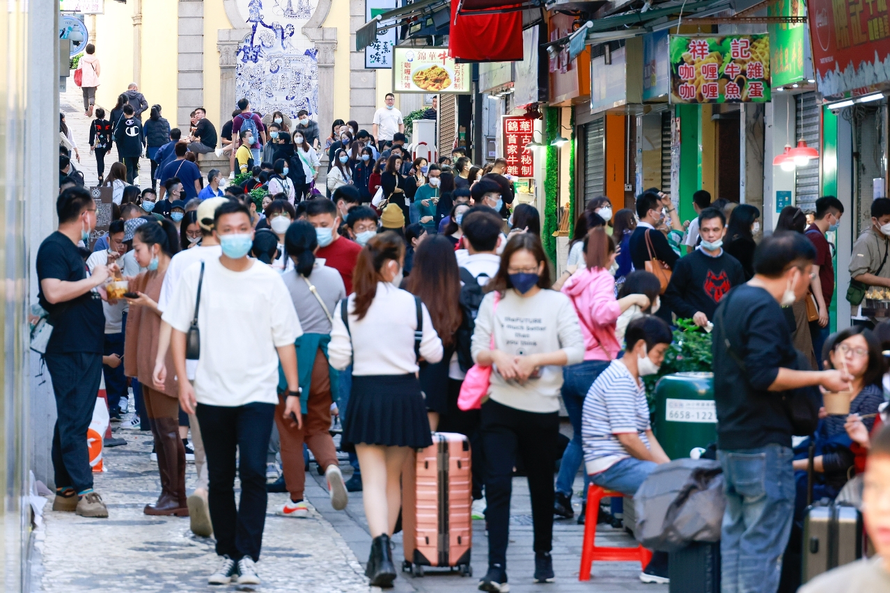 澳門市面人流暢旺