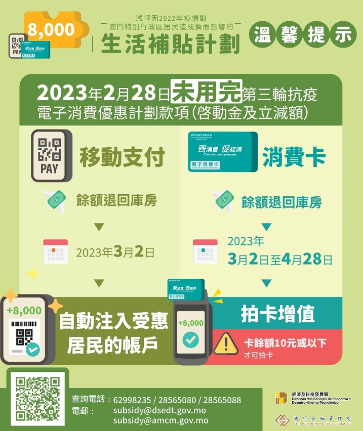 “生活補貼計劃”溫馨提示