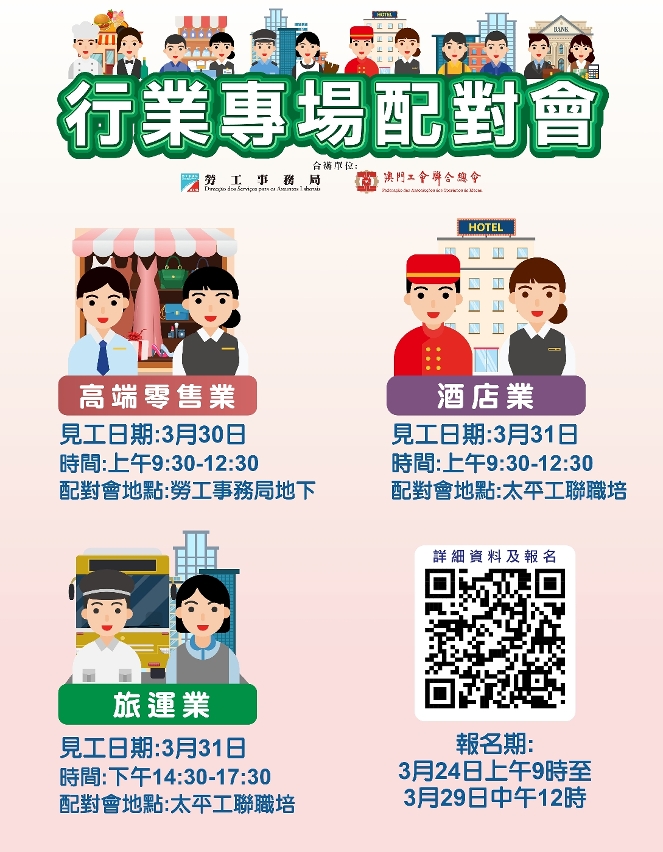 勞工局續辦3場配對會提供163個職缺涉高端零售、酒店及旅運業