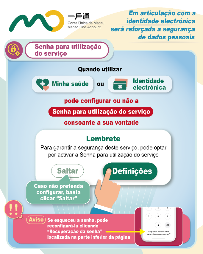 【Senha para utilização do serviço】em articulação com a identidade electrónica será reforçada a segurança de dados pessoais