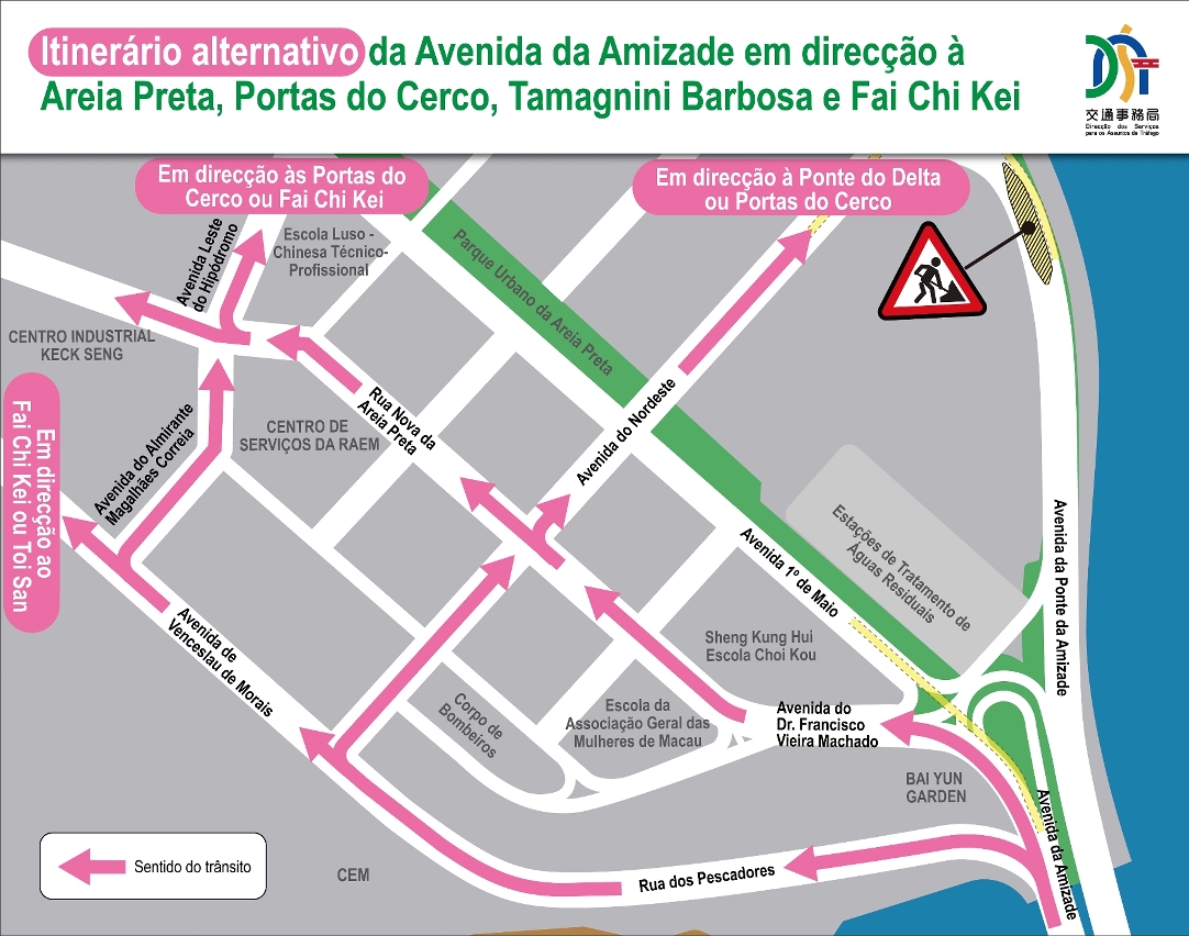 2. Itinerário alternativo da avenida da amizade em direcção às portas do cerco, à ponte do delta, areia preta, tamagnini barbosa e fai chi kei