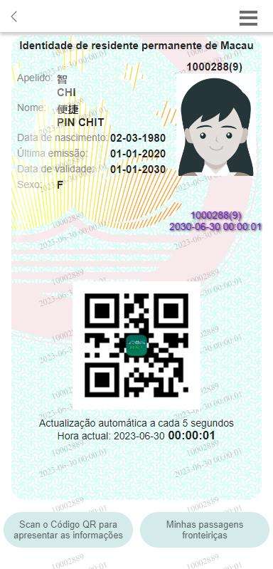 Código QR da "identidade electrónica"