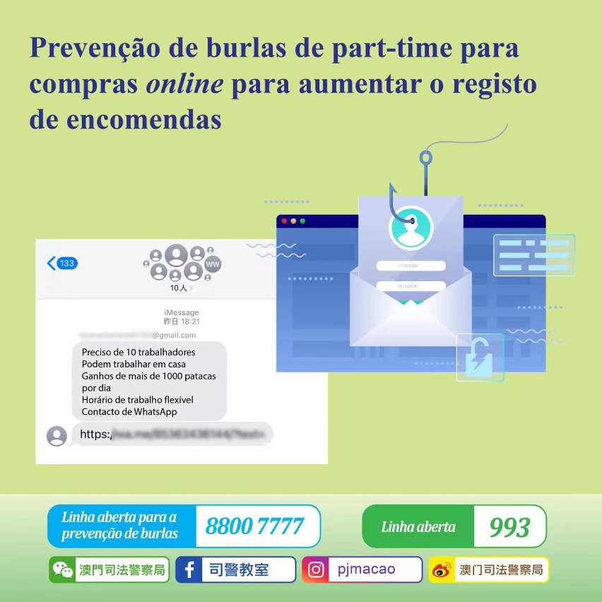 Prevenção de burlas de part-time para compras online para aumentar o registo de encomendas