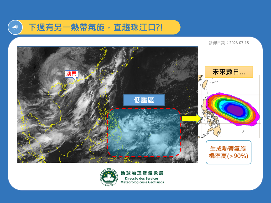 圖4: 衛星雲圖及熱帶氣旋生成機率預報 (資料來源:歐洲預報中心)