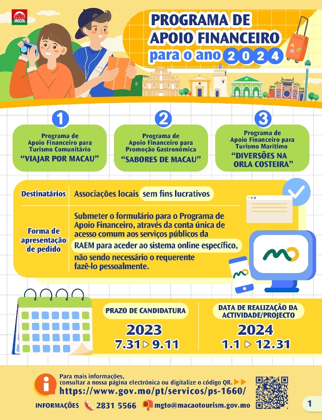 Infografias dos três programas de apoio financeiro da DST para o ano de 2024