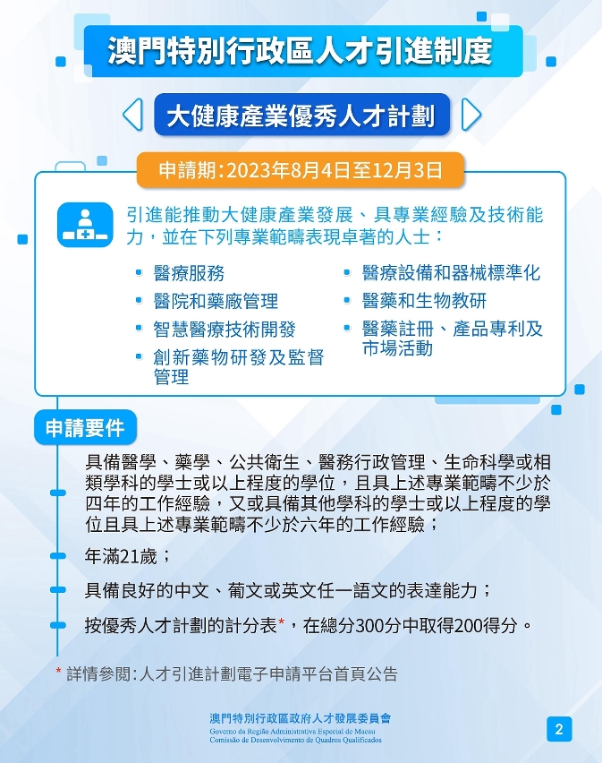 圖文包：三類人才引進計劃2023年8月4日起開展
