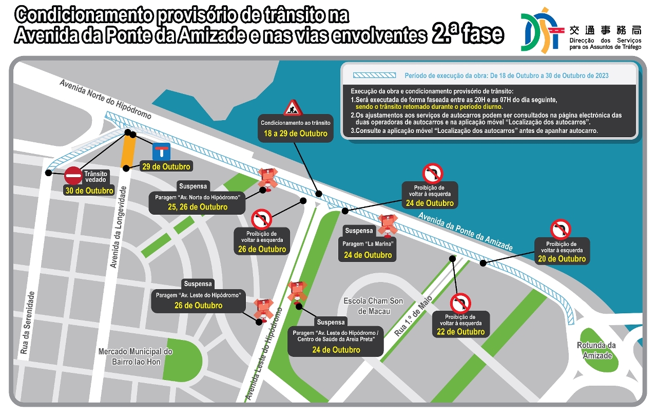 Condicionamento provisório de trânsito na avenida da ponte da amizade e nas vias envolventes 2.ª fase