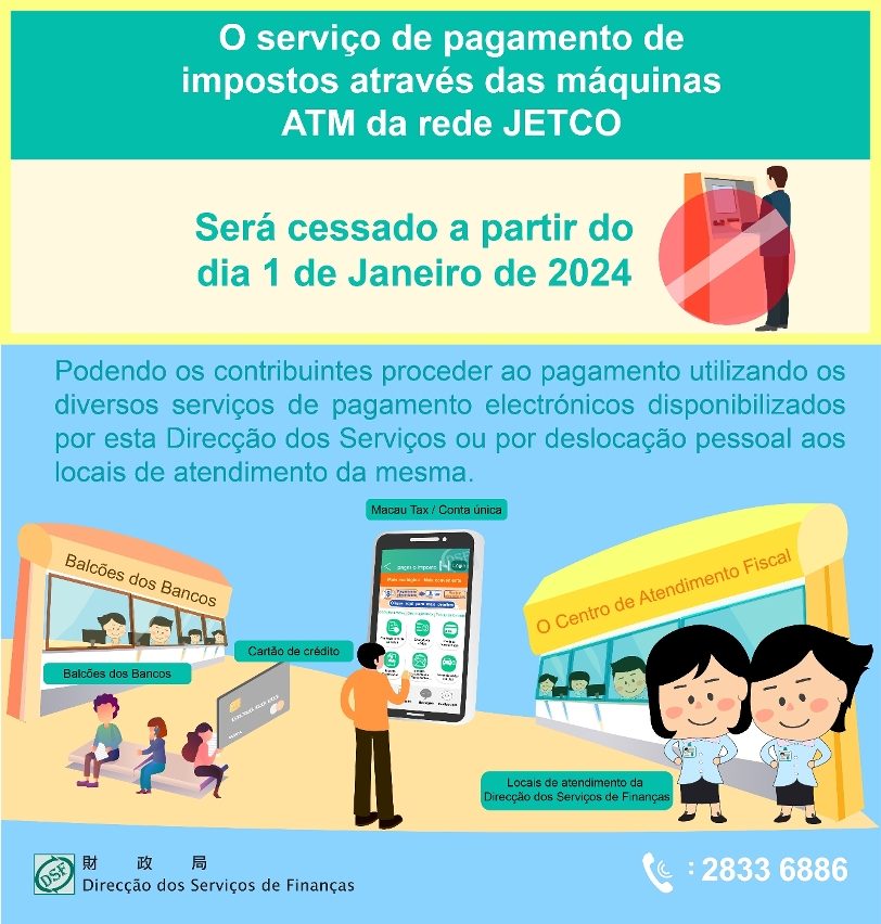 A DSF promove o governo electrónico com a cessação do serviço de pagamento de impostos através das máquinas ATM da rede JETCO a partir de 1 de Janeiro de 2024