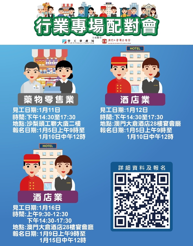 勞工局1月中旬舉辦3場配對會共提供128個職缺