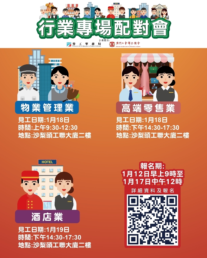 勞工局1月第三周舉辦3場配對會提供185個職缺