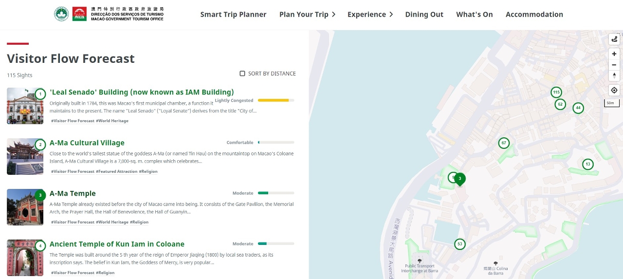Visitors can check visitor flows at tourist attractions on “smart application for visitor flows”