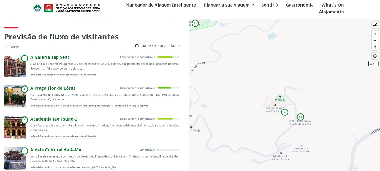 Visitantes podem consultar a situação do fluxo de pessoas nos pontos turísticos através da “Aplicação inteligente de previsão do fluxo de visitantes”