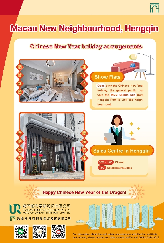 MNN show flats in Hengqin will remain open over the Chinese New Year holiday.