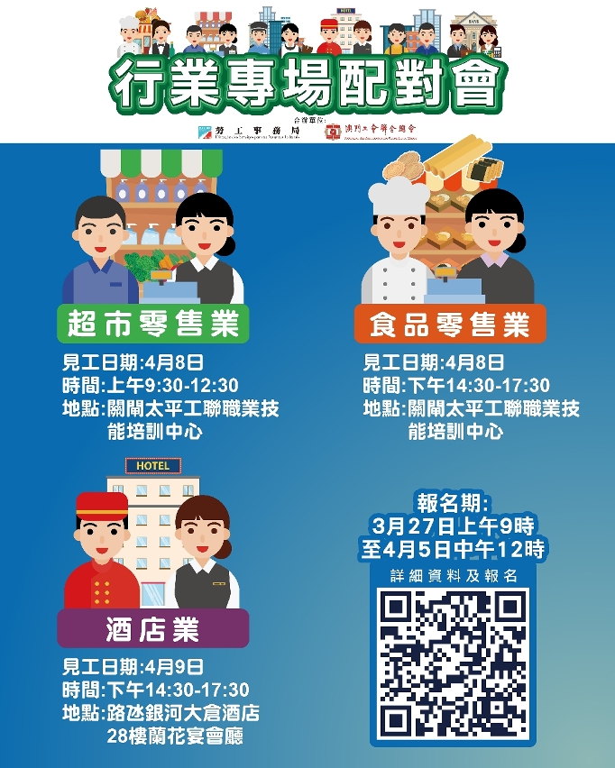 勞工局4月第二周舉辦3場配對會共提供337個職缺