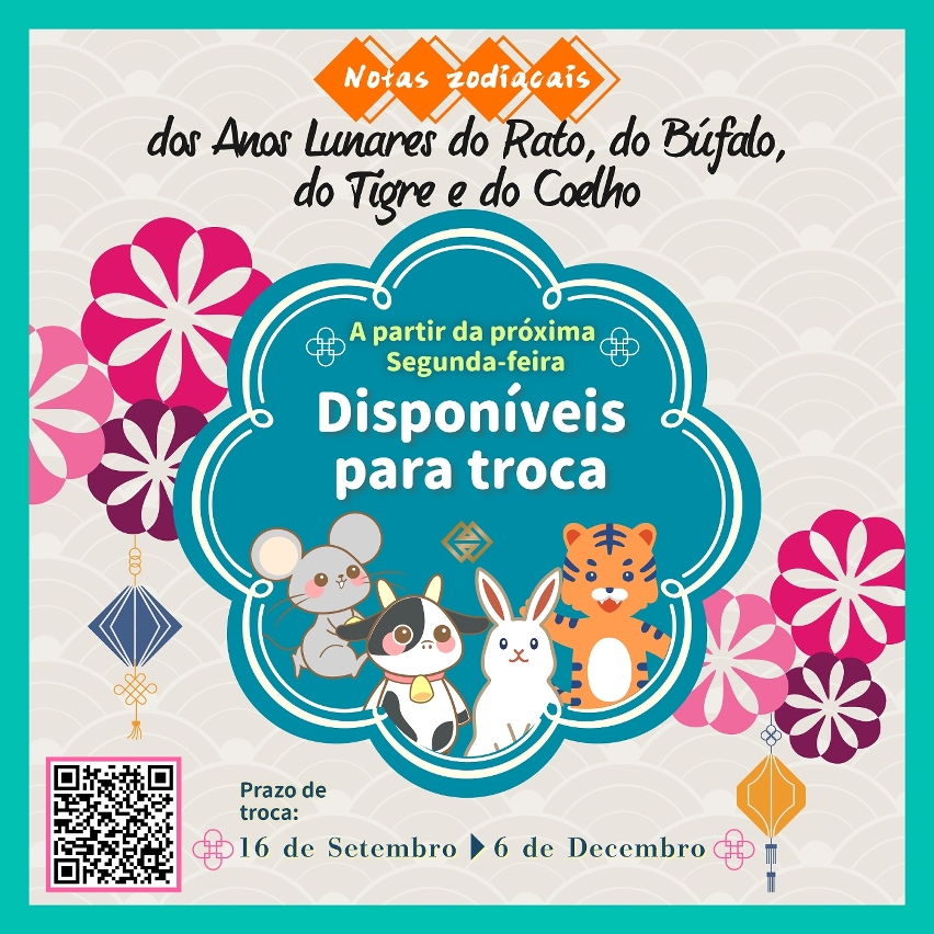 Troca de notas zodiacais dos Anos Lunares do Rato, do Búfalo, do Tigre e do Coelho inicia-se na próxima Segunda-feira (16 de Setembro)