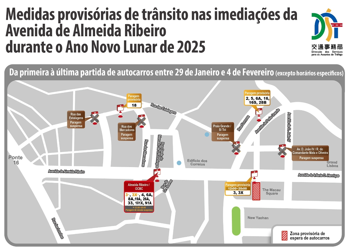 Medidas provisórias de trânsito nas imediações da avenida de almeida ribeiro durante o ano novo lunar de 2025