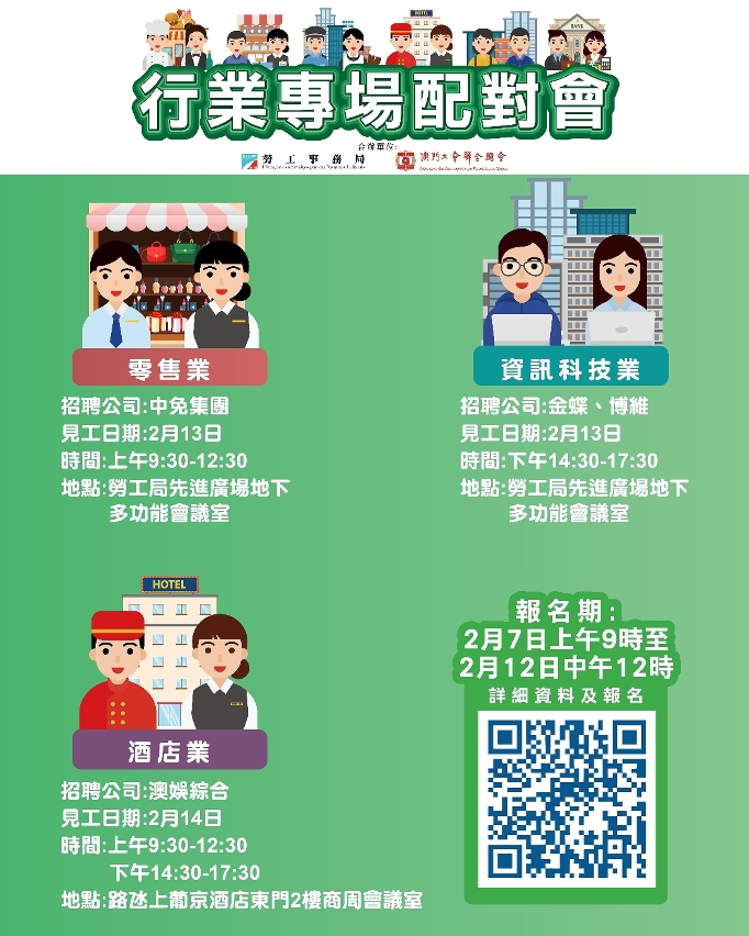 勞工局2月中旬舉辦3場配對會　提供48個職缺
