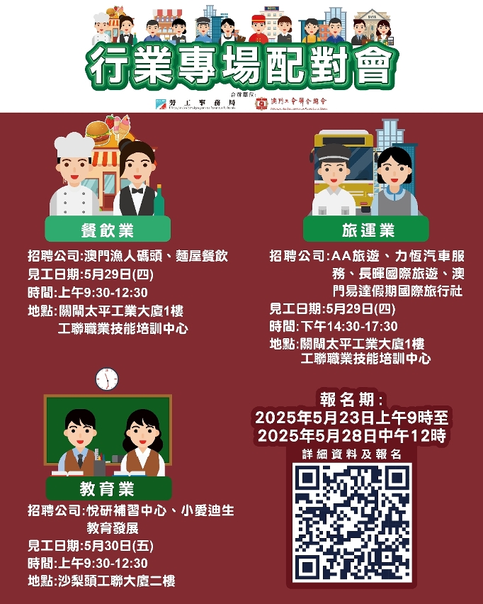 勞工局5月底舉辦3場配對會　提供115個職缺